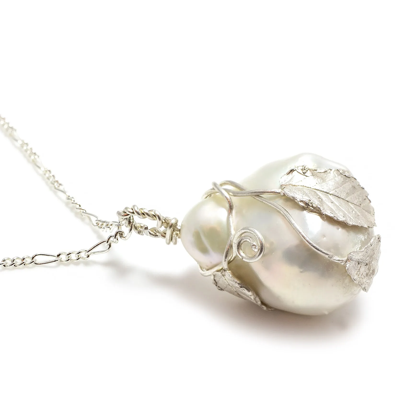 White Baroque Freshwater Pearl 'Back To Basics' Silver Pendant