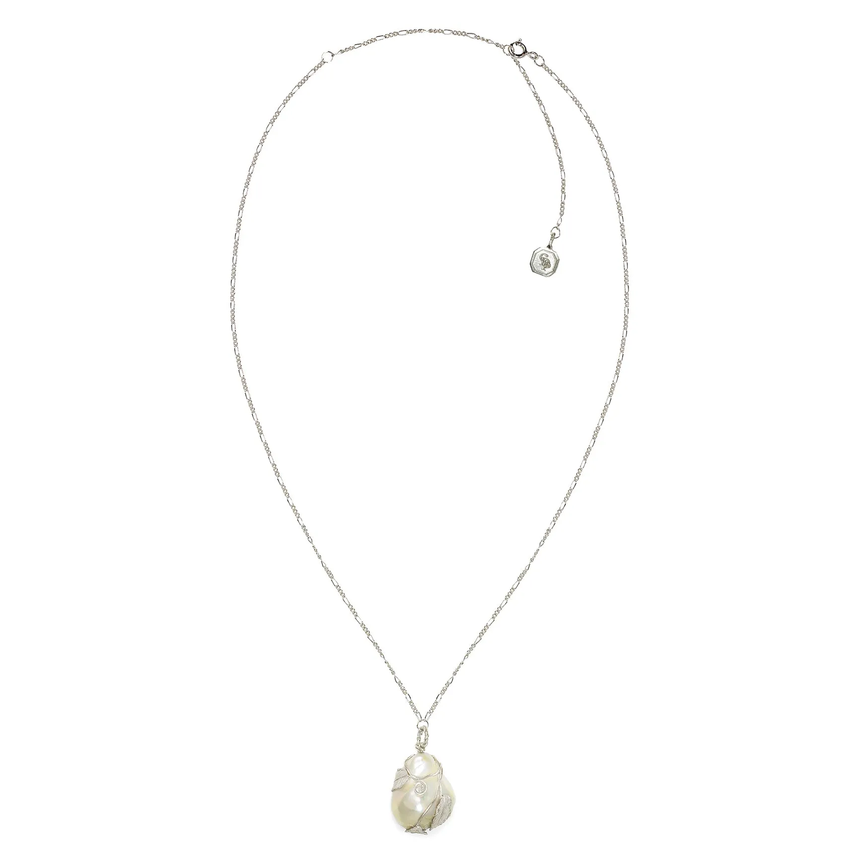 White Baroque Freshwater Pearl 'Back To Basics' Silver Pendant