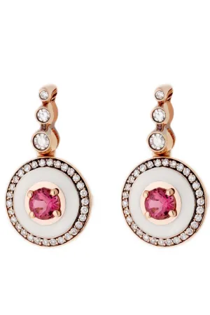 White Enamel Tourmaline Drop Earrings