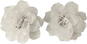 White Flower Stud Earrings for Women Bohemian Minimalist Earrings Statement Floral Hypoallergenic Ear Earrings for Elegant Prom Wedding Jewelry