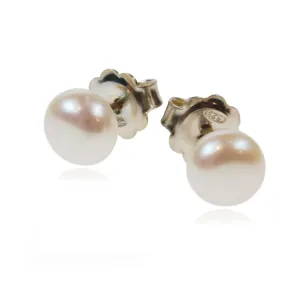 White Freshwater Pearl & Silver Studs