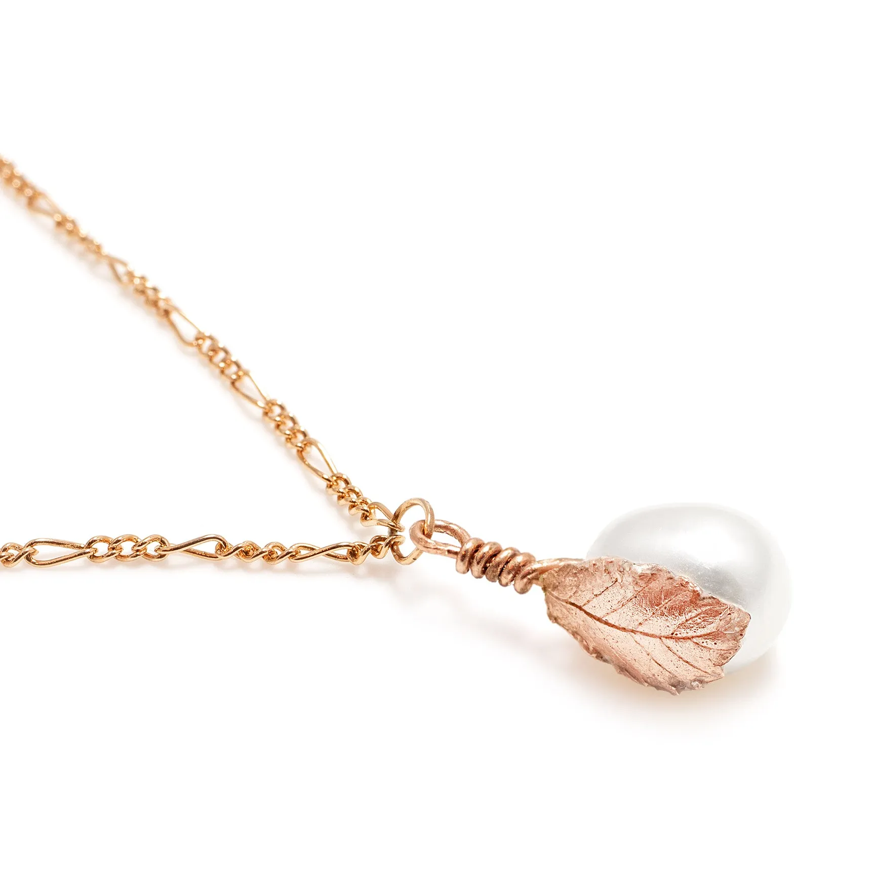 White Freshwater Pearl 'Back To Basics' Simple Rose Gold Plated Pendant
