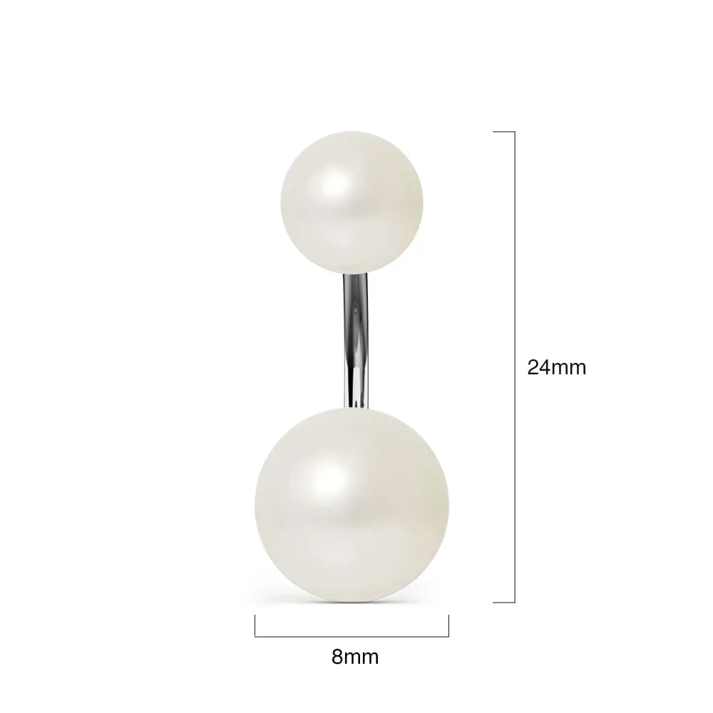 White Gold Duo Pearl Stud Earrings Embellished with SWAROVSKI crystals Pearl