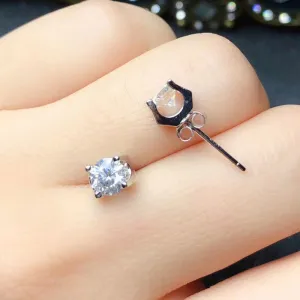 White Gold Plated Silver Moissanite Stud Earrings 1ctw