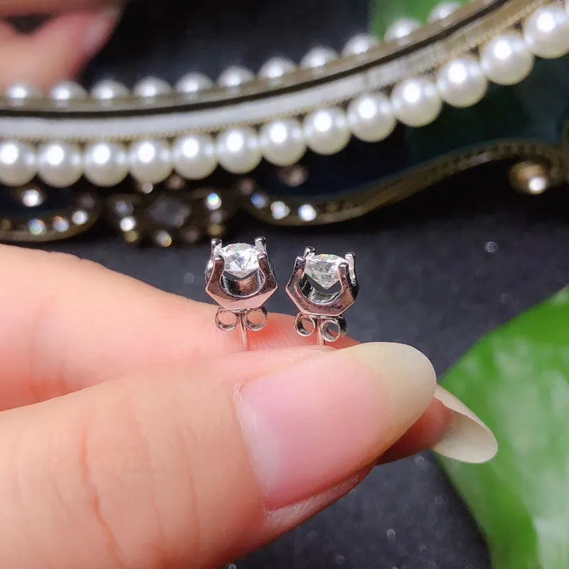 White Gold Plated Silver Moissanite Stud Earrings 1ctw
