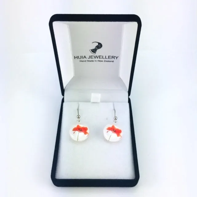 White Poppy Earrings