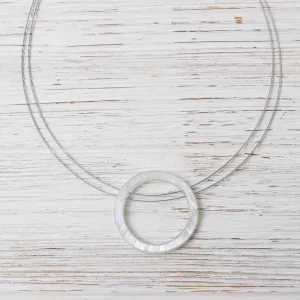White Resin Circle Pendant