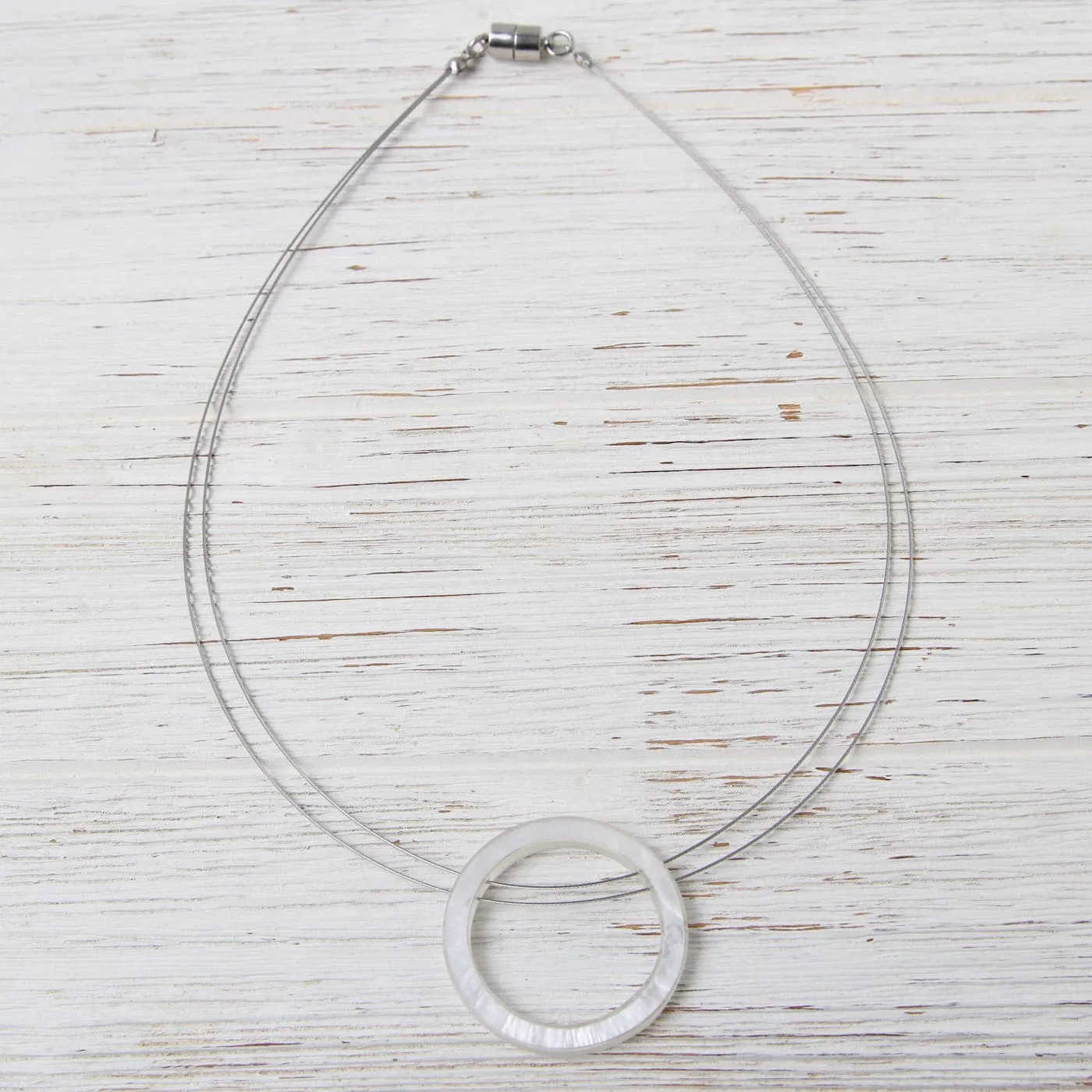 White Resin Circle Pendant