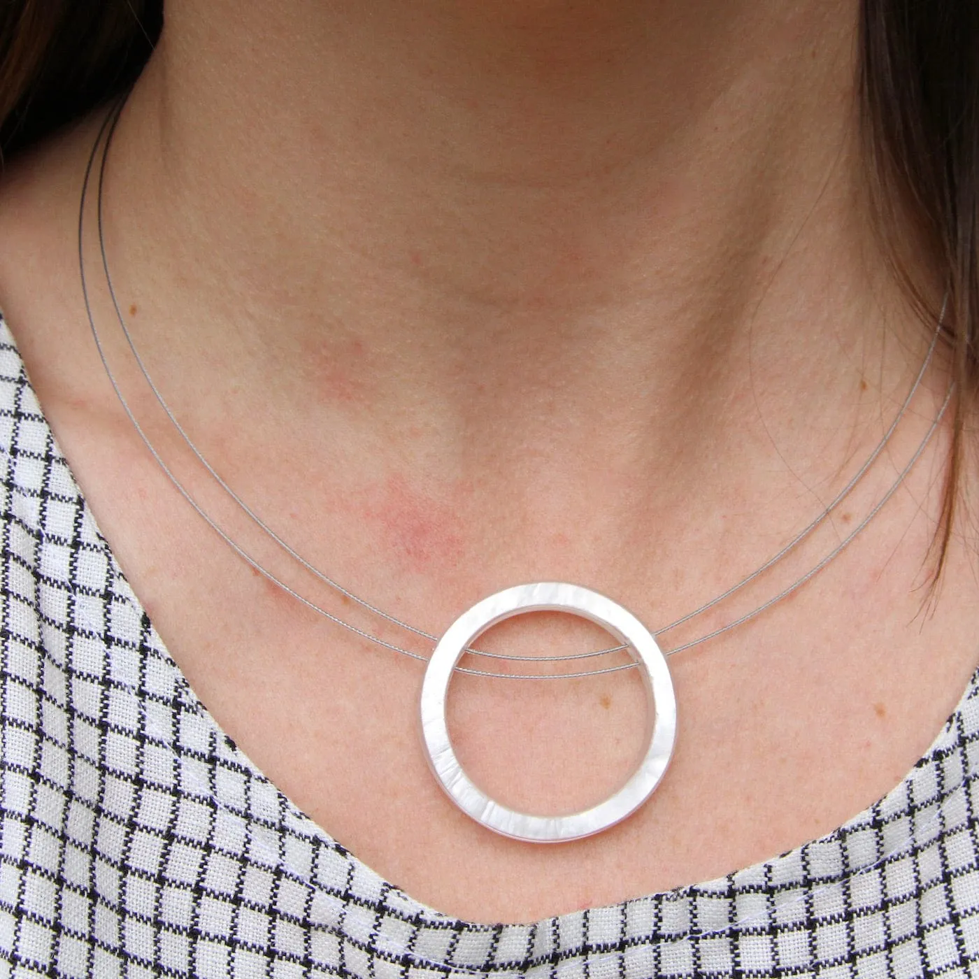 White Resin Circle Pendant