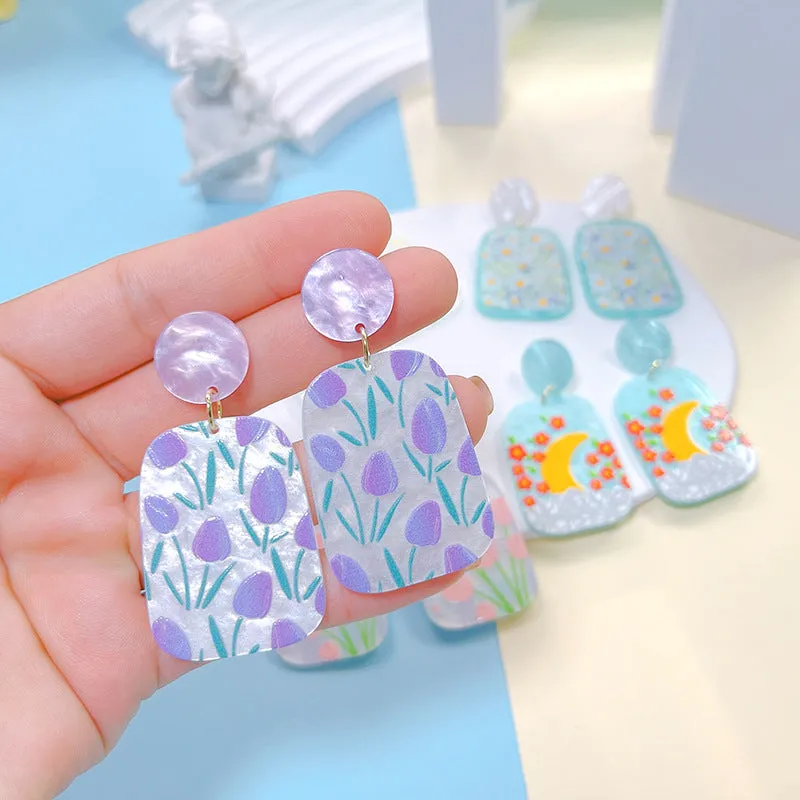 Wholesale Acrylic Geometric Tulip Earrings