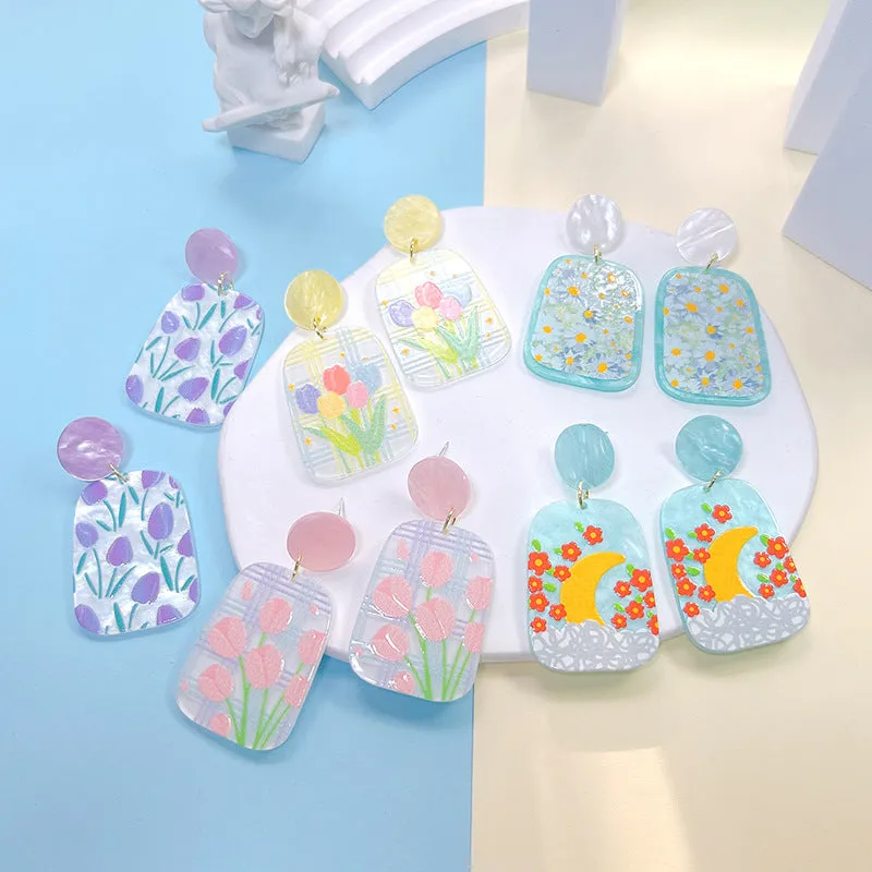 Wholesale Acrylic Geometric Tulip Earrings