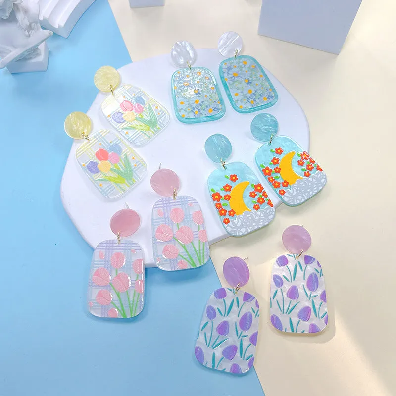 Wholesale Acrylic Geometric Tulip Earrings