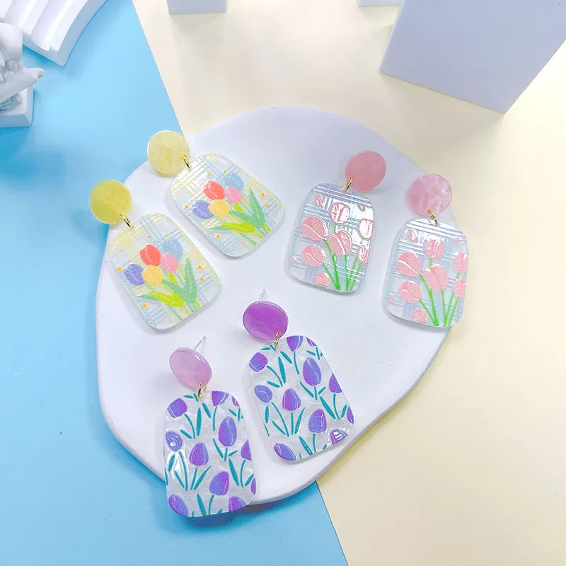 Wholesale Acrylic Geometric Tulip Earrings