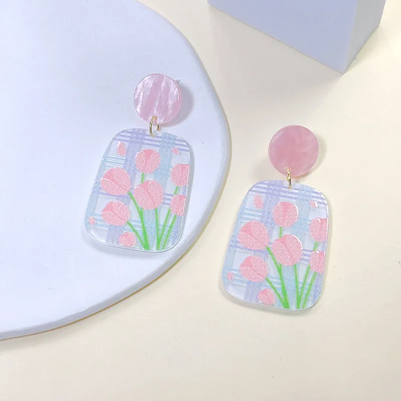 Wholesale Acrylic Geometric Tulip Earrings