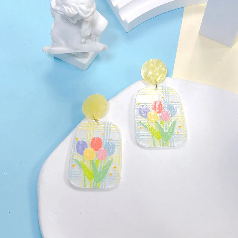 Wholesale Acrylic Geometric Tulip Earrings