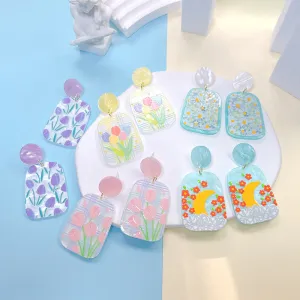 Wholesale Acrylic Geometric Tulip Earrings