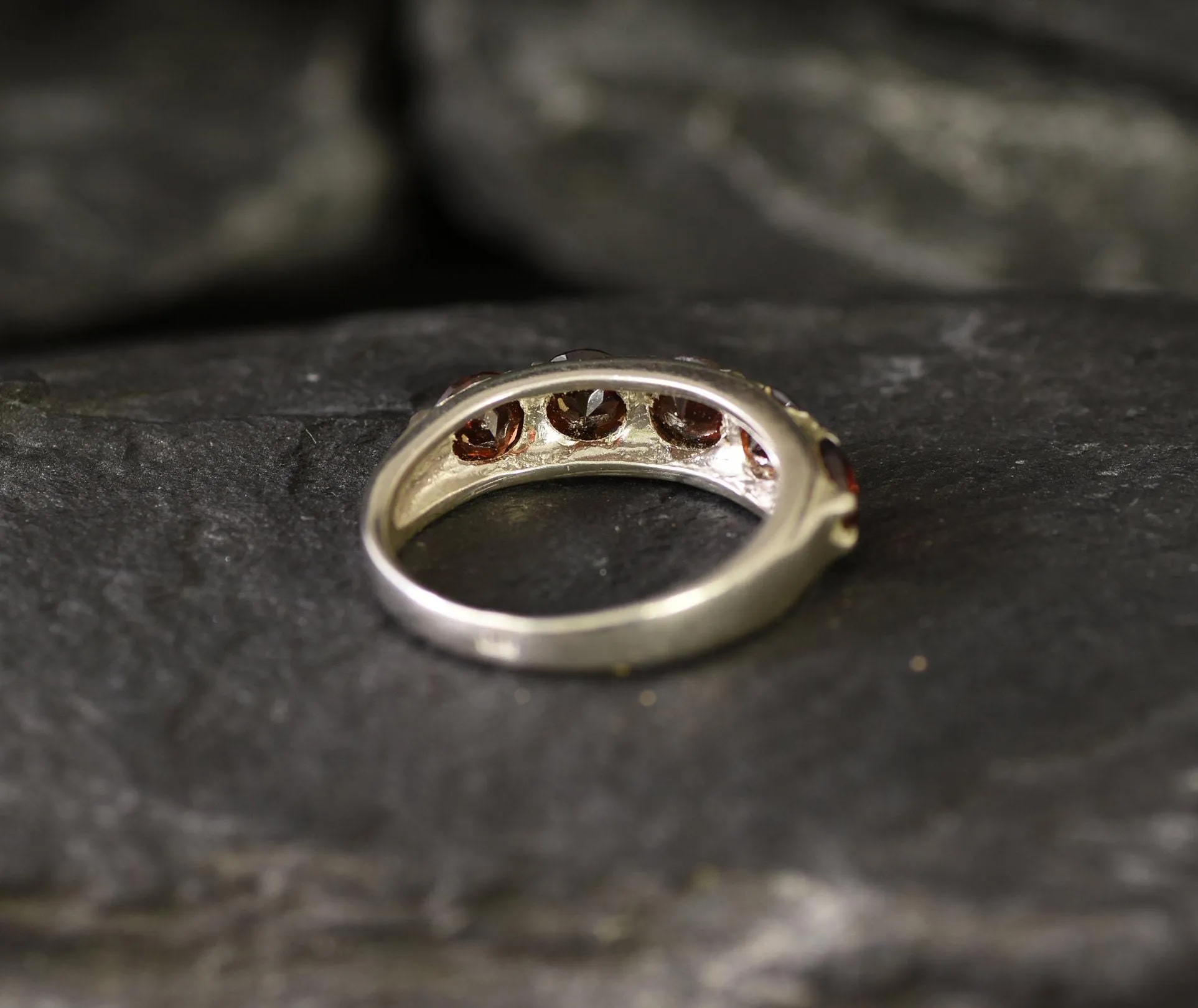 Wide Garnet Ring - Genuine Garnet Ring - Red Eternity Ring