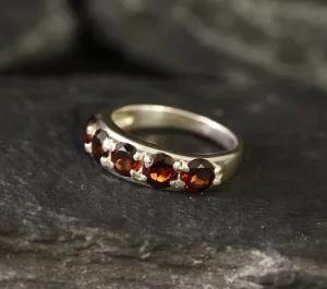 Wide Garnet Ring - Genuine Garnet Ring - Red Eternity Ring
