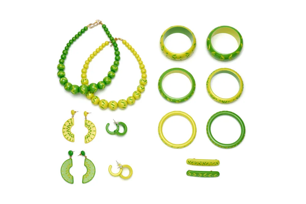 Wide Lime Carved Bangle