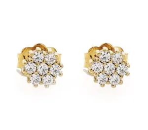 Women Diamond Flower Studs in Solid Gold 9K, 14K & 18K, Dainty Diamond Flower Earrings, Minimalist Flower Studs, Diamond Bridal Earrings