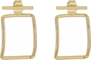 Women Square Hollow Stud Earrings Minimalist Metal Gold Geometric Copper Earring