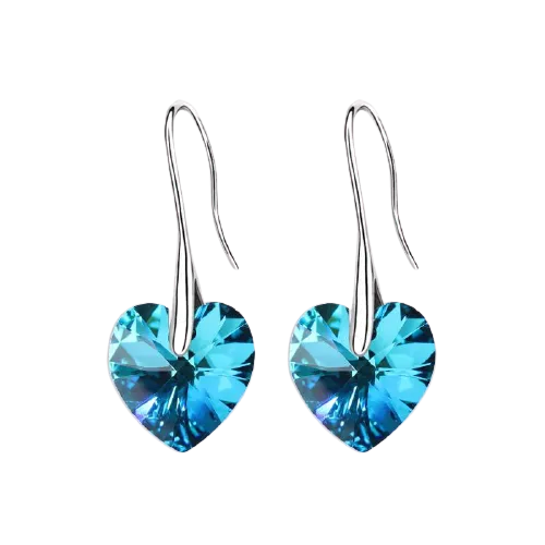Women Swarovski Crystal Heart Drop Earrings