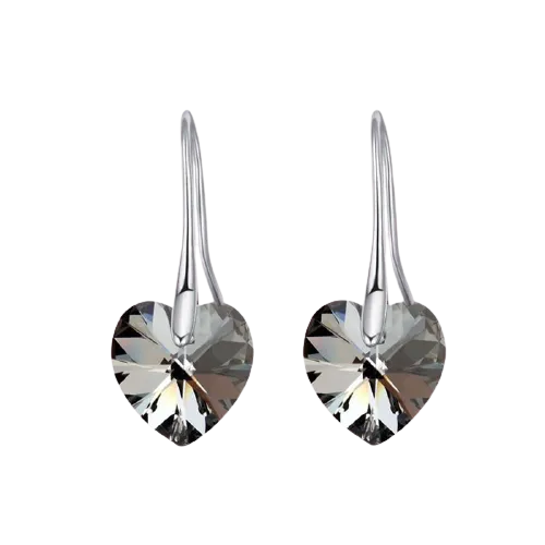 Women Swarovski Crystal Heart Drop Earrings