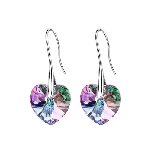 Women Swarovski Crystal Heart Drop Earrings