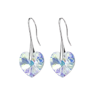 Women Swarovski Crystal Heart Drop Earrings