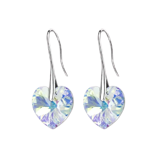 Women Swarovski Crystal Heart Drop Earrings