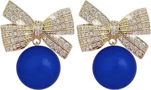 Women's Bow Pearl Earrings Gold-plated Glittering Hypoallergenic Suspension Earrings Party Engagement Jewelry