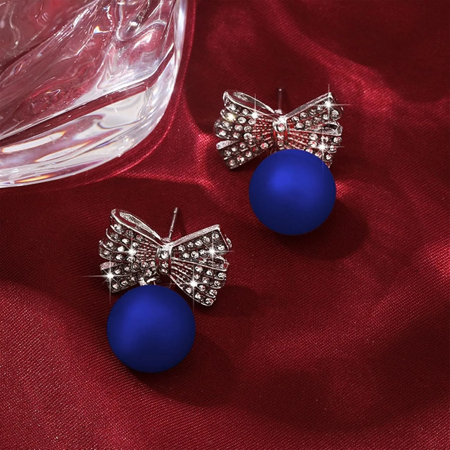 Women's Bow Pearl Earrings Gold-plated Glittering Hypoallergenic Suspension Earrings Party Engagement Jewelry