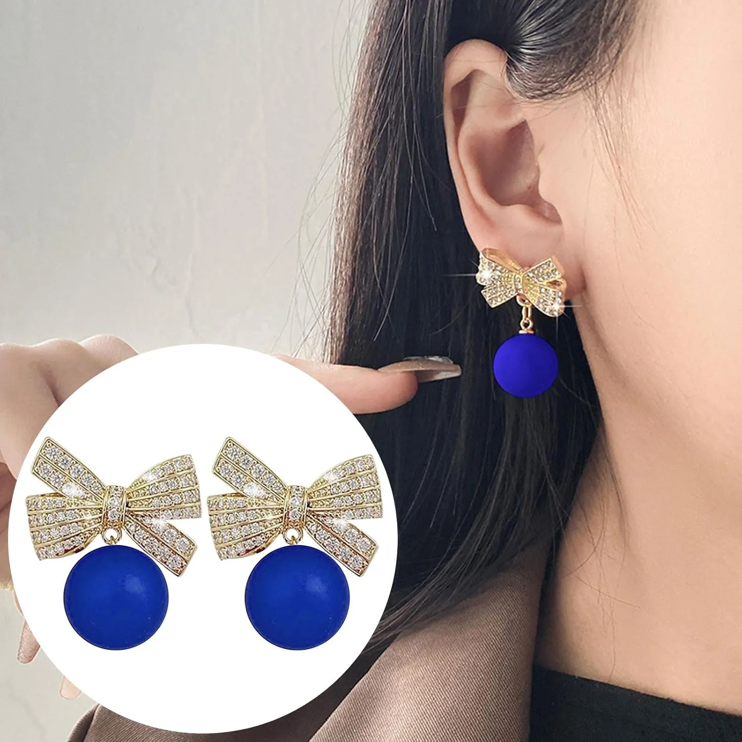 Women's Bow Pearl Earrings Gold-plated Glittering Hypoallergenic Suspension Earrings Party Engagement Jewelry
