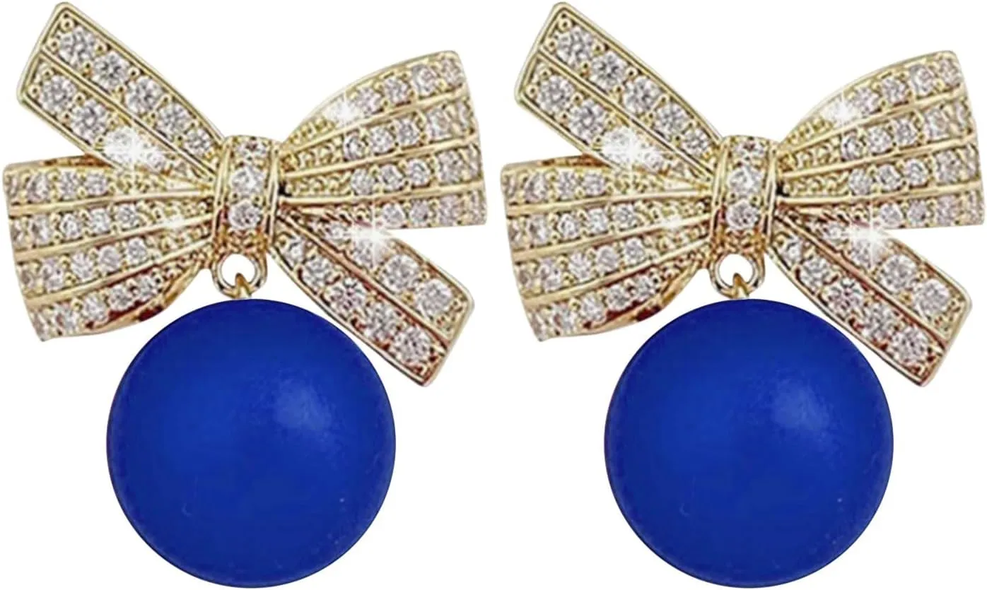 Women's Bow Pearl Earrings Gold-plated Glittering Hypoallergenic Suspension Earrings Party Engagement Jewelry