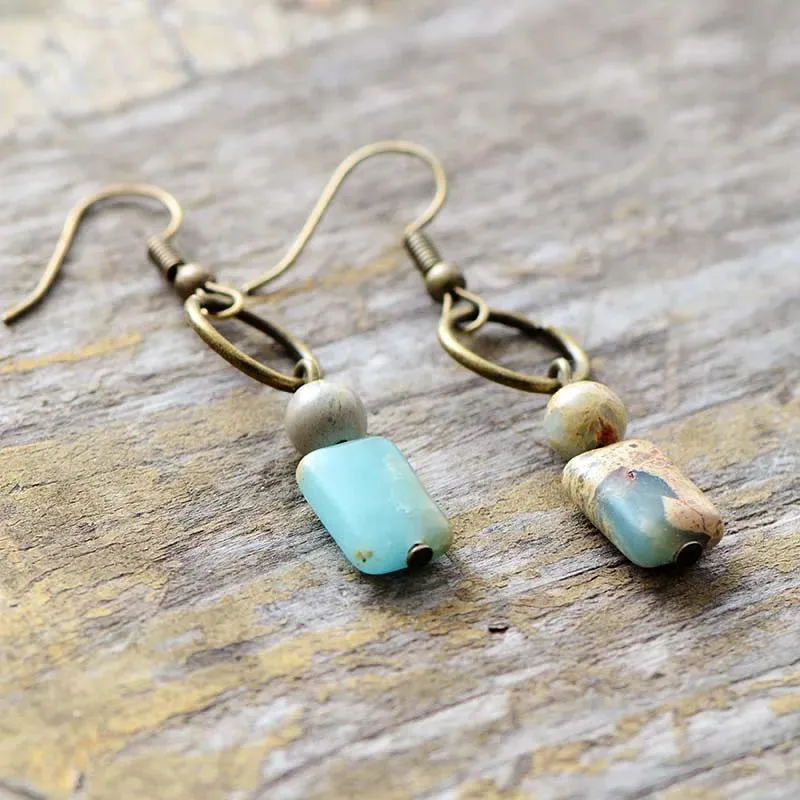 Womens Earrings Vintage Natural Stone Boho Dangle Earrings Designer Bohemian European Ethnic Jewelry Dropshipping