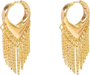 Women's tassel pendant earrings, elegant earrings heart-shaped earrings long dangling statement chandelier earrings 2025 gold high-end earrings female tassel ear buckles light luxury temperament earri