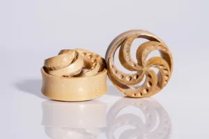 Wooden Sea Spiral Plugs - Carved Wood Plugs (Pair) - PA151
