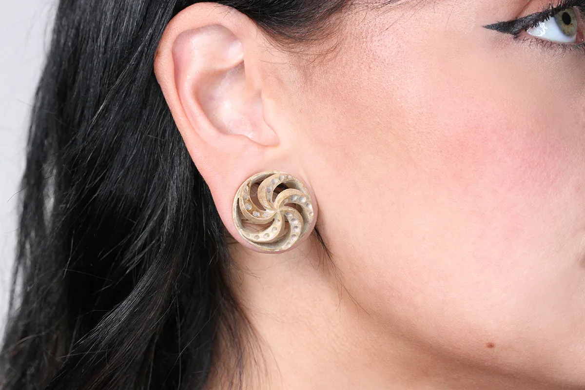 Wooden Sea Spiral Plugs - Carved Wood Plugs (Pair) - PA151