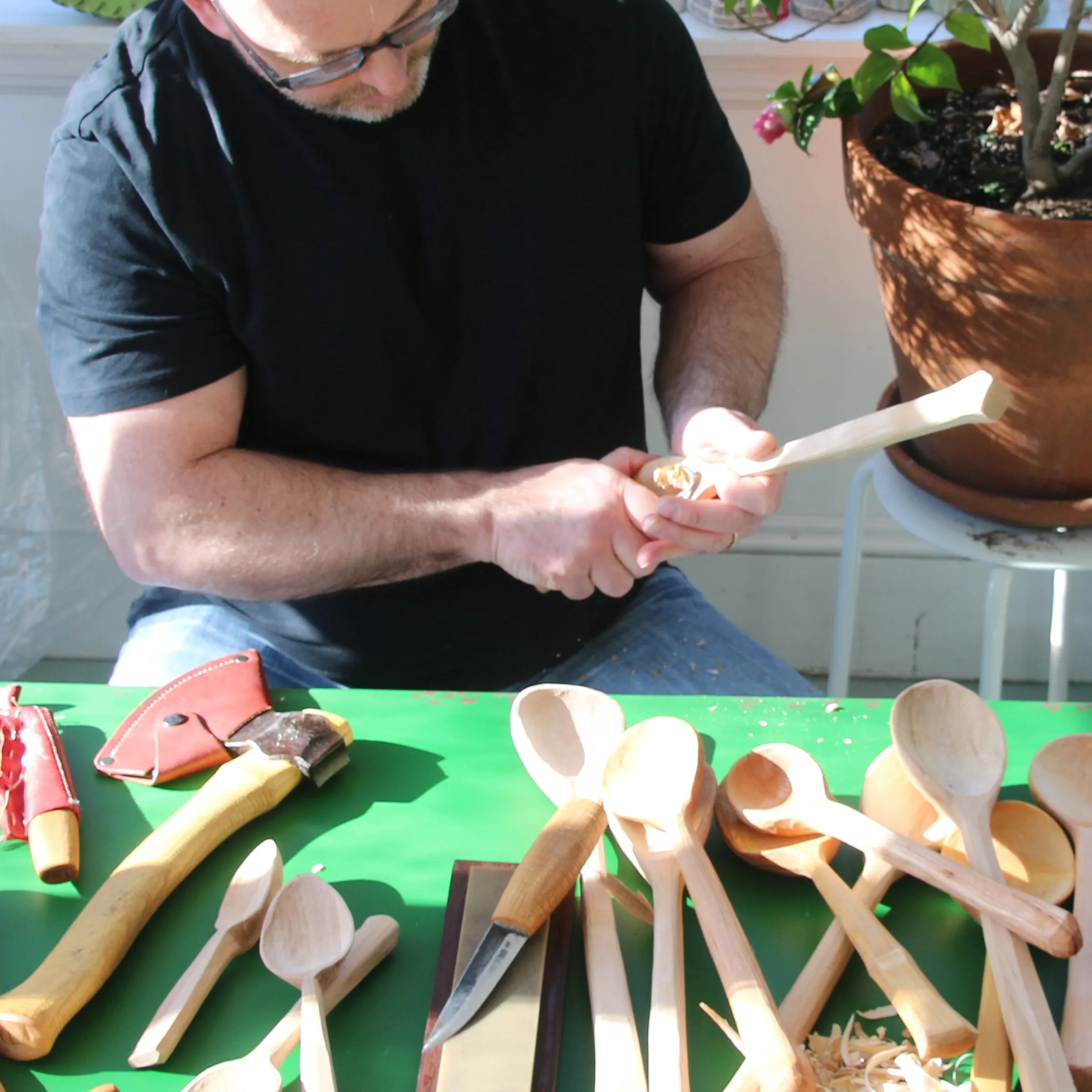Wooden Spoon, small scoop serving spoon, hand carved from black birch