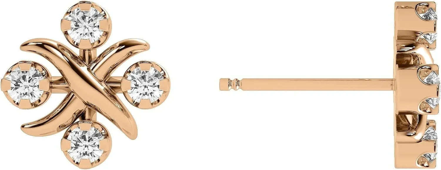 X Studs Earrings in Lab Diamonds, Xoxo Stud Earrings – Lab-Grown Diamonds, EF-VS Clarity, Push-Back Clasps – Available in White, Yellow, and Rose Gold