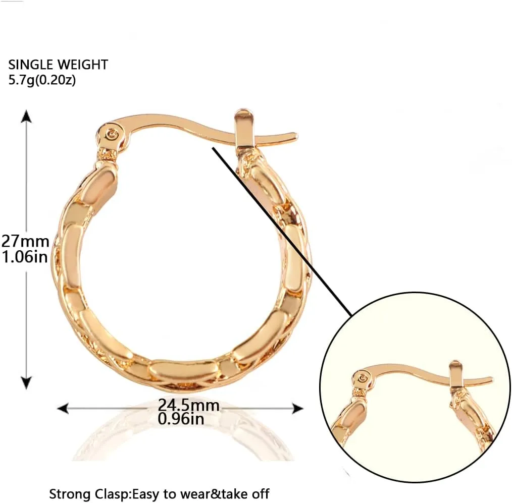 XZE 14K Gold Plated Braided Hoop Earrings - Classic, Lightweight, Hypoallergenic Twisted Hoop Earrings for Women
