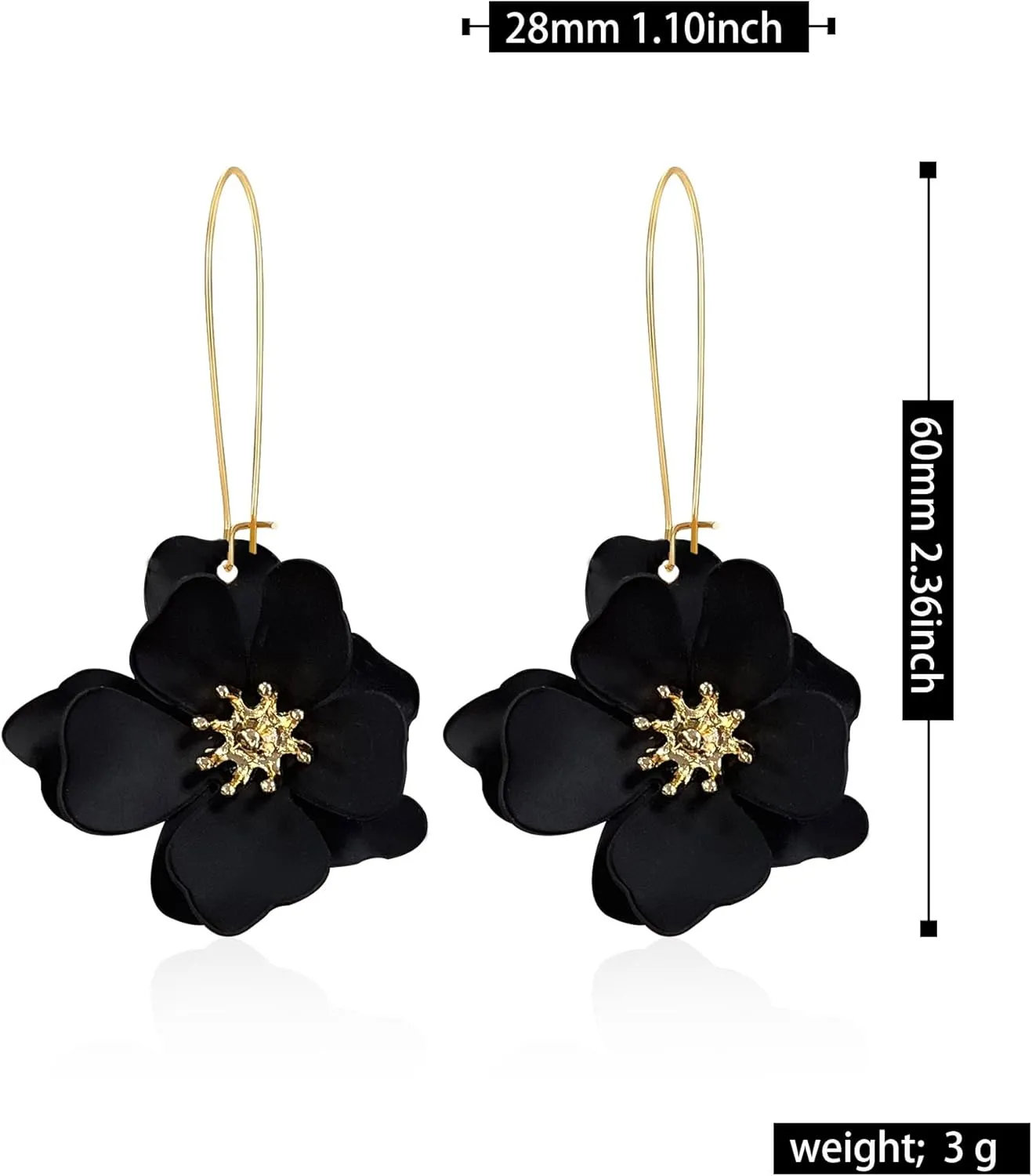 YUNXI Unique Boho Flower Dangle Earrings Exaggerated Layered Floral Petal Drop Dangle Statement Stud Earring for Women Jewelry with Box