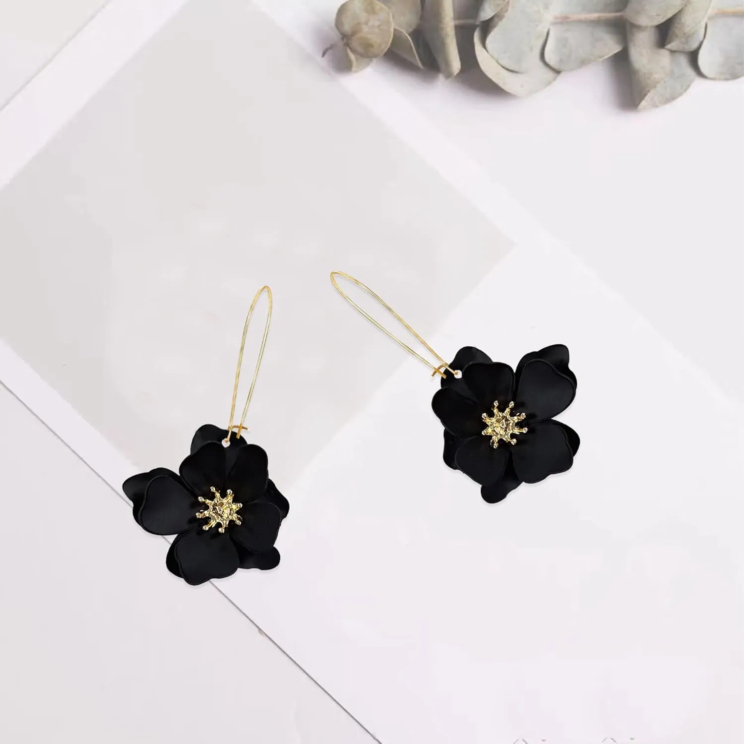 YUNXI Unique Boho Flower Dangle Earrings Exaggerated Layered Floral Petal Drop Dangle Statement Stud Earring for Women Jewelry with Box