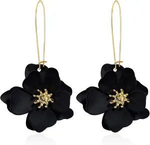 YUNXI Unique Boho Flower Dangle Earrings Exaggerated Layered Floral Petal Drop Dangle Statement Stud Earring for Women Jewelry with Box