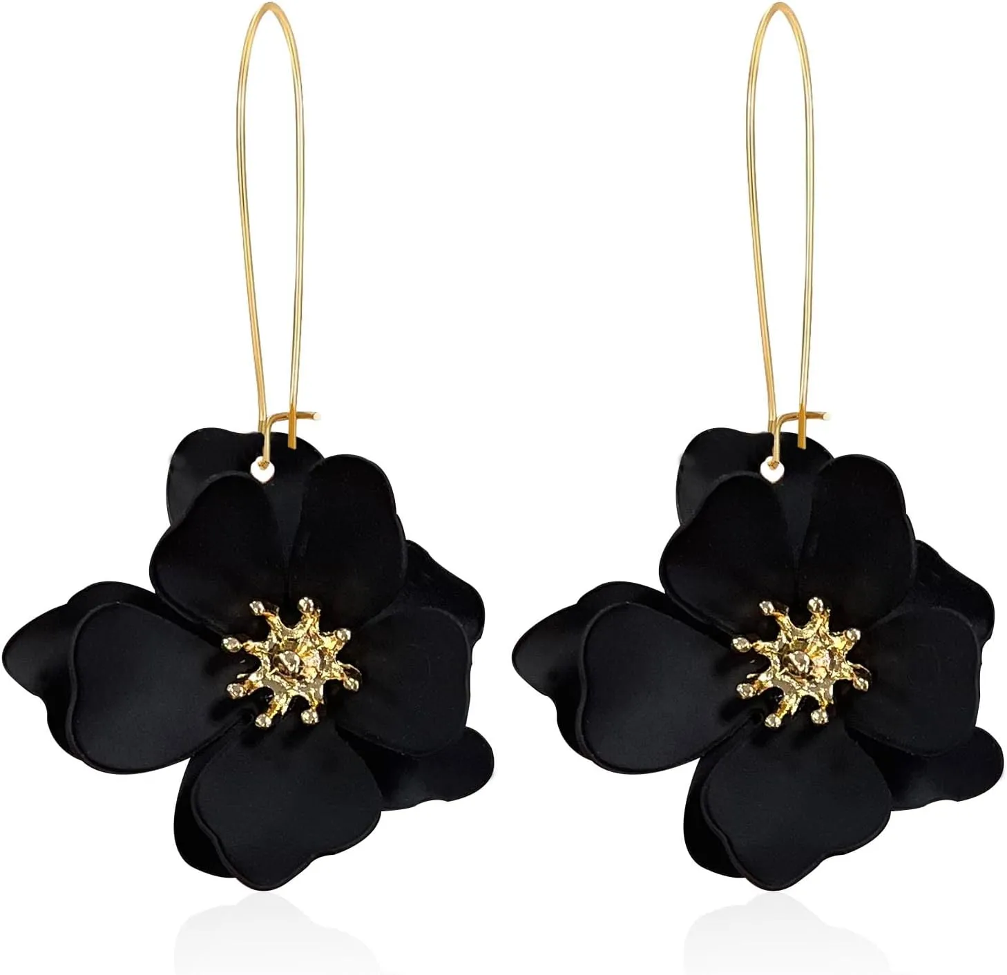 YUNXI Unique Boho Flower Dangle Earrings Exaggerated Layered Floral Petal Drop Dangle Statement Stud Earring for Women Jewelry with Box