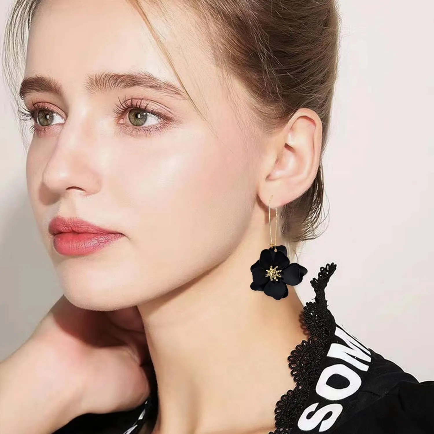 YUNXI Unique Boho Flower Dangle Earrings Exaggerated Layered Floral Petal Drop Dangle Statement Stud Earring for Women Jewelry with Box