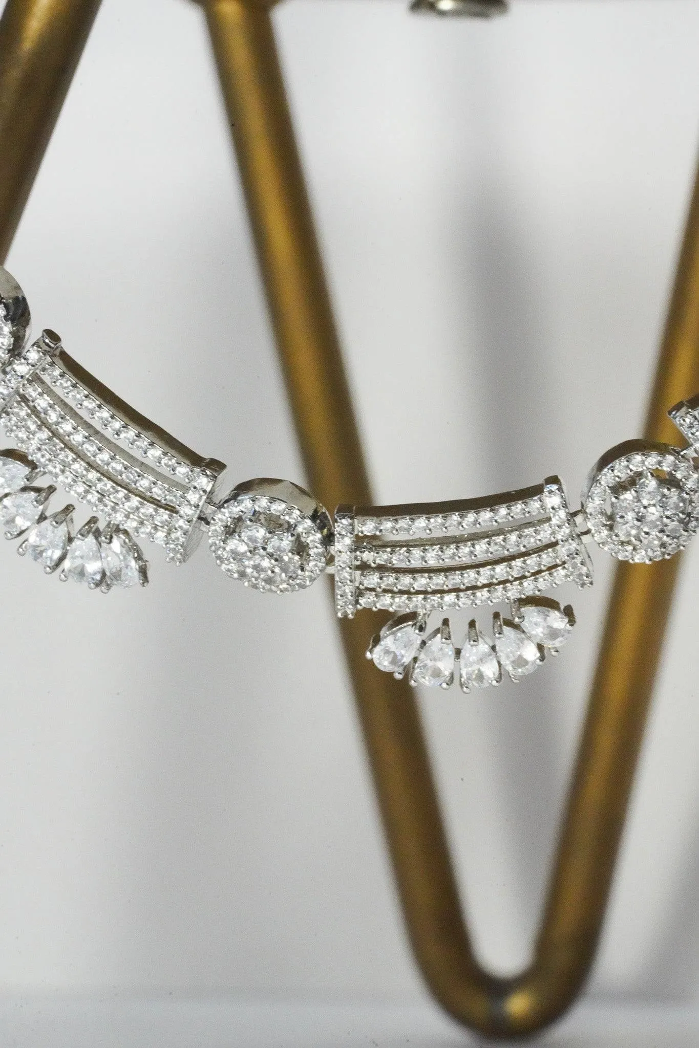 Zareena - Rhodium Plated Intricate AD Necklace Set