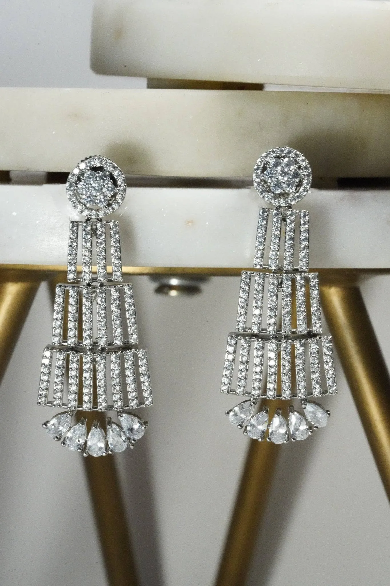 Zareena - Rhodium Plated Intricate AD Necklace Set