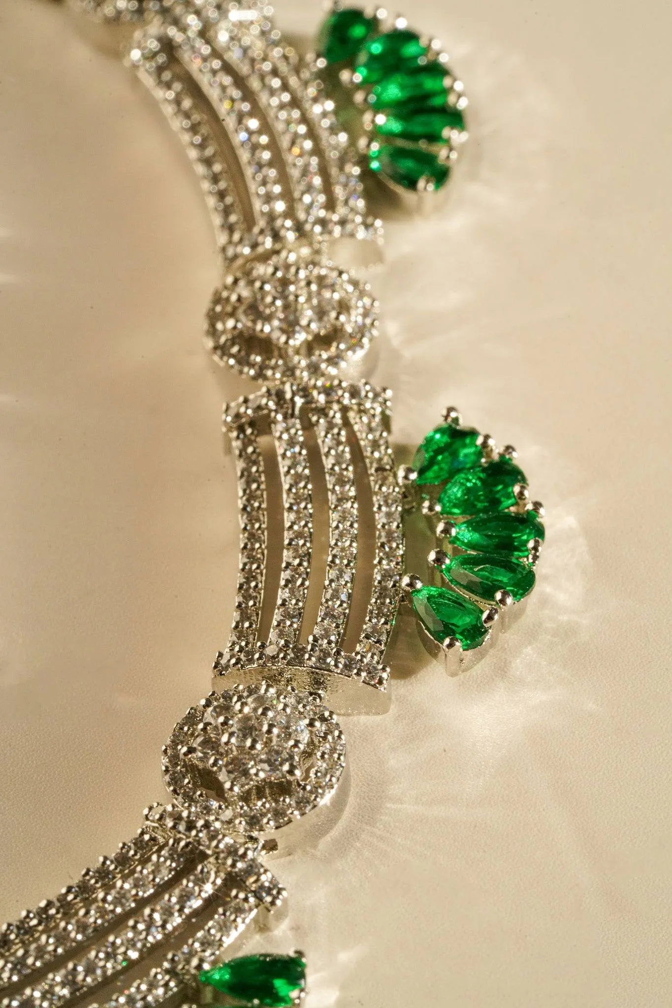 Zareena - Rhodium Plated Intricate AD Necklace Set