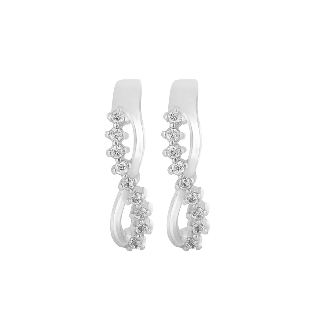 Zarkan Minimal Semi Hoop Silver Studs